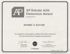 AP Scholar With Distiction Award